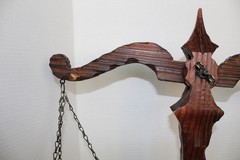 Hand-Carved Wooden Scales of Justice Balance Scale | Rustic Folk Art Decor
