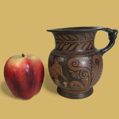 Ancient Greek Apulian Red-Figure Ceramic Olpe Wine Jug, 4th Century B.C.
