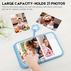 Álbum de fotos para bebés, de tela suave, ideal para baby showers, color azul