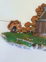 Vintage Burwood 2426 Wall 1980 Old Grist Mill Water Wheel Fall Cottage Decor