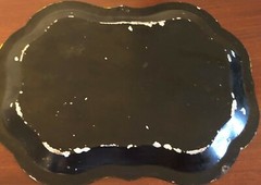 Antique 1850’s Small Metal Floral Toleware Dresser Tray With Scalloped Edges