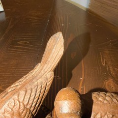 Pair of 2 Old Vintage CAST IRON METAL BIRD Birds Statue Figure – Brown Bookends