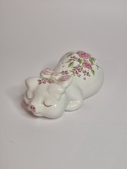 Vintage Ceramic Pig Potpourri Sachet Holder 1978 Avon Ceramarte Brazil Flowers