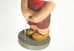 Rare Lot of 3 Polychrome Pottery Caganers using the bathroom some Signed dated