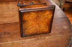 Neoclassical Wooden Walnut Burl & Bronze Pedestal Stand Tall 43 1/2 in