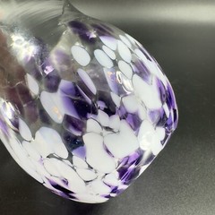 Hand Blown Art Glass Single Tumbler Candle Holder Votive Purple White Spots VTG