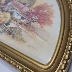 1980’s HOMCO Wall Decor Farm Scene Bridge House Hay Wagon Farm House Fan Decor