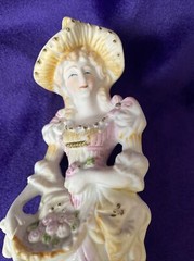 VTG Bisque Edwardian Lady Figurine – Fern Importation- Hand Painted-Japan