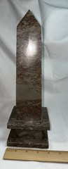 Vintage Modernist Carved Italian Brown Marble Obelisk Art Deco MCM 12.5”