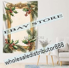 Gold Frame Holly tapestry traditional Christmas border decor 59X82 in