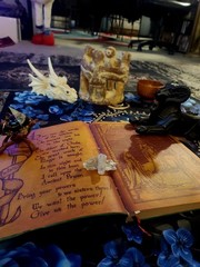Mystical Items For Sell! 12 Total Includes Leather Spell Book, Statues & More