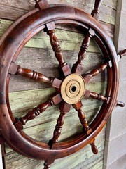 36 “Inch Large Antique Style Wooden Ship Wheel Nautical Wall Decor, Maritime Art