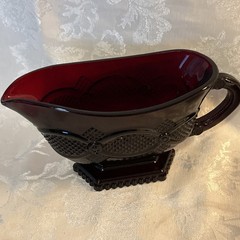 Vintage Avon Cape Cod Red Glassware Lot Butter Dish Salt Pepper Gravy 2 Servers
