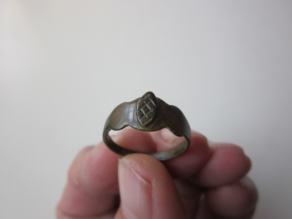 very rare ancient Viking engraved bronze perfect ring with runes. IX – X AD.