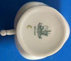 Vintage Belleek Pottery shamrock teacup/saucer set from Ireland – 11th mark