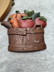 Vintage Lot Of 3 Sexton Wall Hanging Art Fruit Apple Basket Metal 1960s 1970s