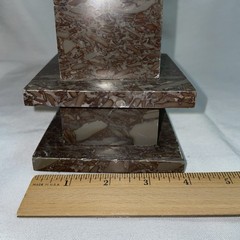 Vintage Modernist Carved Italian Brown Marble Obelisk Art Deco MCM 12.5”