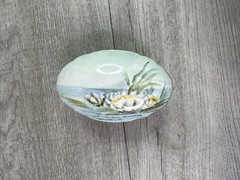 Unbranded Oval Porcelain Glass Trinket Dish Greens Blues 4″