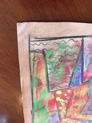 Cubist Original Watercolor Pastels Chalk Painting Signed Picasso Modern Abstract