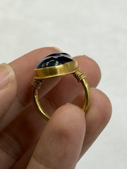 Stunning Ancient Roman Solid High Karat Gold Ring With Unique Blue Stone