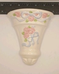 Vtg.80s 2pc. Home Interiors Tea Rose Ceramic Wall Pockets Cottage,Shabby Chic,