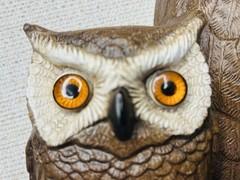 Vintage 1977 Mom + Baby Owl Wall Hanging Burwood Products Co Hard Plastic MCM