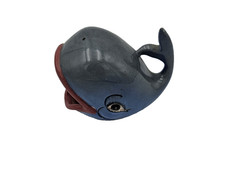 1976 Rosita Hand Painted Whale Figurine Blue Gray Red Vintage Ceramic Sea Life D