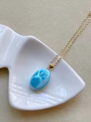 Genuine Natural Larimar Quartz Crystal 18k Pendant certificate