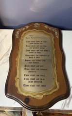 Home Interiors Homco Vintage Wood Brass Wall Plaque Ten Commandments