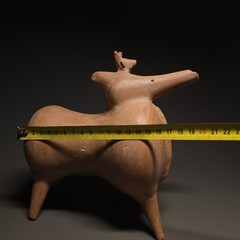 CIRCA NEAR EASTERN AMLASH ERA TERRACOTTA RHYTON VESSEL OF AN ANIMAL.