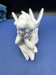 Vintage Fitz And Floyd Fairy Figurine Trinket Dish Art Nouveau Porcelain Ceramic