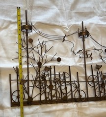Vintage Copper Bicycle Park Wall Art