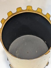 Vintage Italian toleware covered urn cachepot metal footed base Italy bird 13.5″