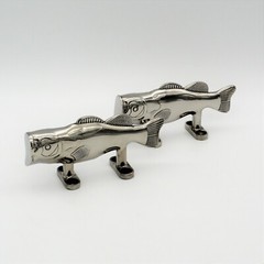 Bass Fish Shaped Boat Dock Cleat Nautical 316 Marine Stainless Steel Lot of 2