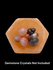 Orange Selenite Crystal Hexagon Dish Charging Energy Bowl Approx 4″ Inches