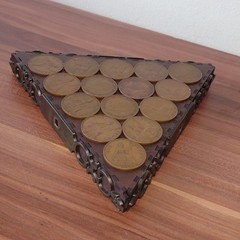 Vintage British Penny Coin Coaster Tray – Pre-Decimal 1930s 1940s Treen