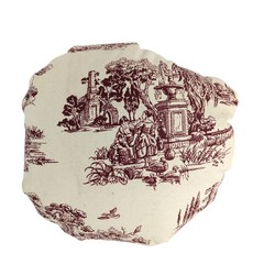 Folk Art Red Toile Fabric Stuffed Pumpkin 32″ Around Farmhouse French Country