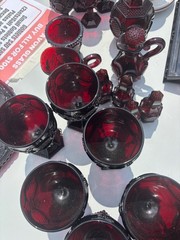 vintage avon ruby red glassware 27 piece set
