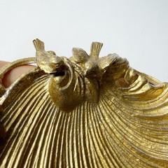 Vintage Hollywood Regency Gilt Metal Leaf Birds Soap Trinket Dish Catchall