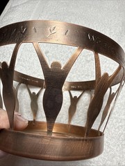 VTG Hallmark Maya Angelou Copper Figures Bowl Candle Holder “…more alike…” 2001
