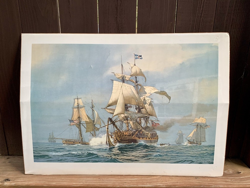 Vintage 1977 Unframed Carl G. Evers Maritime Sailing Masted Ship Prints 29”x20.5