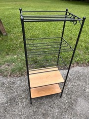 Longaberger Wrought Iron 5 Tier Stand Shelf with 2 Wood Shelves EUC Woodcrafts