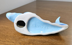 Vintage Large Blue Shark Figurine Sculpture Ocean Life From Brazil 9 Inches Long