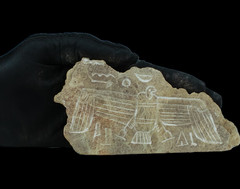 Authentic Ancient Egyptian Antiques Winged Deity Relief Stone Fragment BC