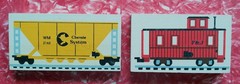Set 7 CATS MEOW Vintage 1990s Train Locomotive ~ Advertising Quaker Rubbermaid +