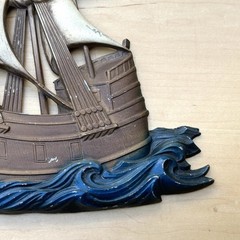 Vintage Metal Sail Ship Boat Sexton Wall Art Nautical / Pirate / Sea Decor