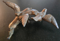 Vintage Gilt Painted Cast Metal Birds, Decorative Elements