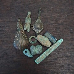RARE Lot 9 Antique Bronze Near Eastern Beads pendants Artifacts from Afghanistan