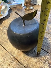 Large Wooden Apple With Brass Leaf/Stem