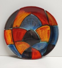 🔶️SIGNED RETRO VINTAGE SPACE AGE POOLE POTTERY PLATE MOD MODERNIST POP ATOMIC